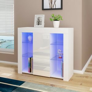 White High Gloss Sideboard with Shelf's