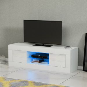 White High Gloss TV Unit With LED Lights