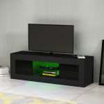 Black High Gloss TV Unit With LED Lights