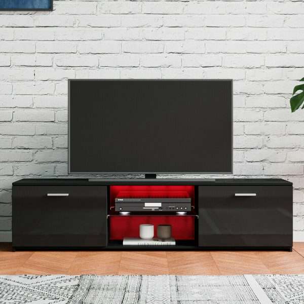 Black High Gloss Tv Stand for 75 Inch - Image 2