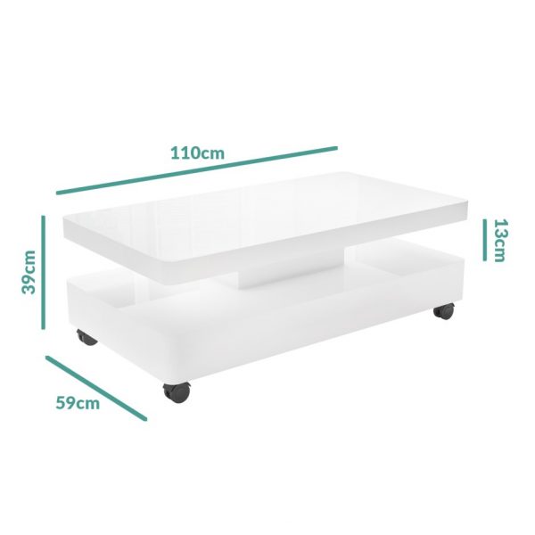 White Gloss Coffee table with LED light