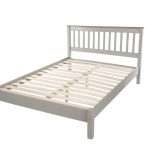 Double Bed Slatted Grey Premium Pine Furniture - (Assembled)