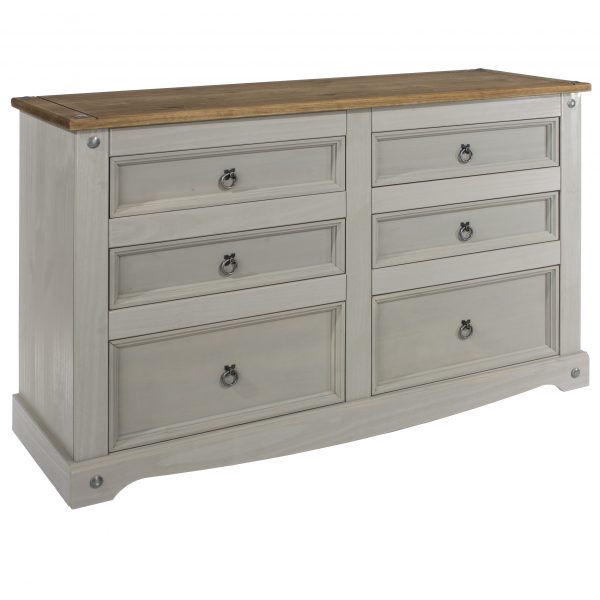 3+3 Chest of Drawers Wide Grey