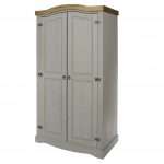 Grey Wardrobe 2 Doors Premium Pine Furniture