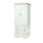 White Pine Wardrobe 2 Doors 3 Drawers Premium Pine Furniture