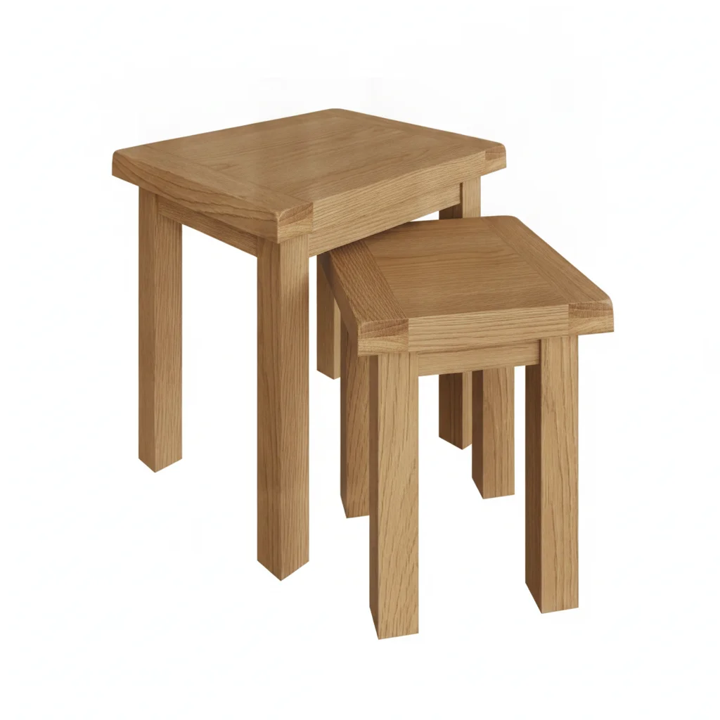Solid Oak Nest of 2 Tables - Solid Oak Furniture UK, Oak Castle