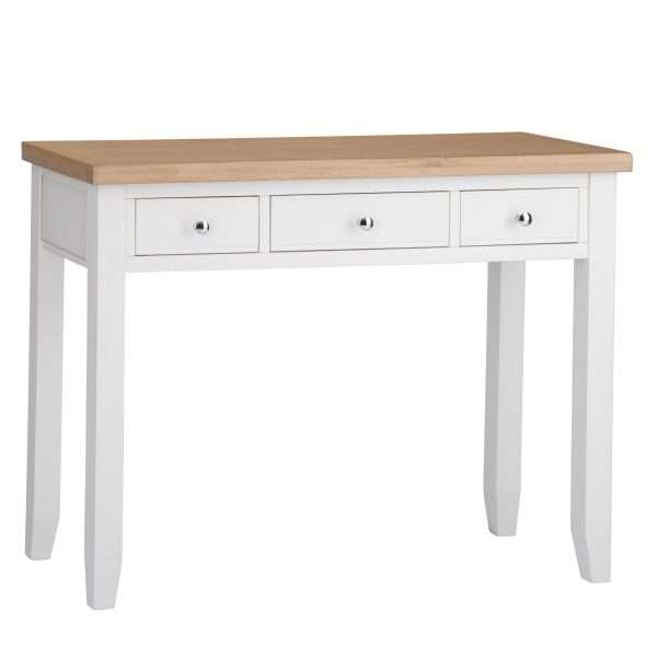 Stylish White Dressing Table with Oak Top and Spacious Drawers - Image 2
