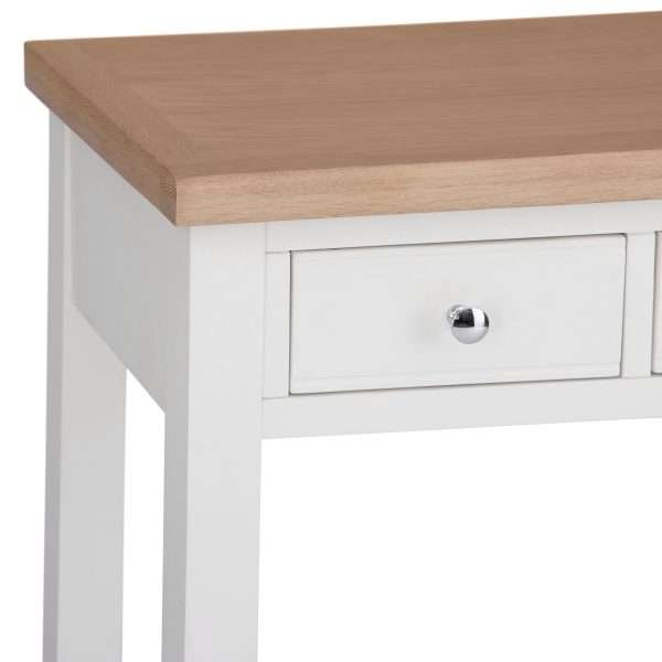 Stylish White Dressing Table with Oak Top and Spacious Drawers - Image 5