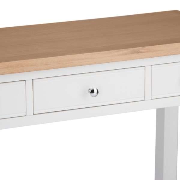 Stylish White Dressing Table with Oak Top and Spacious Drawers - Image 7