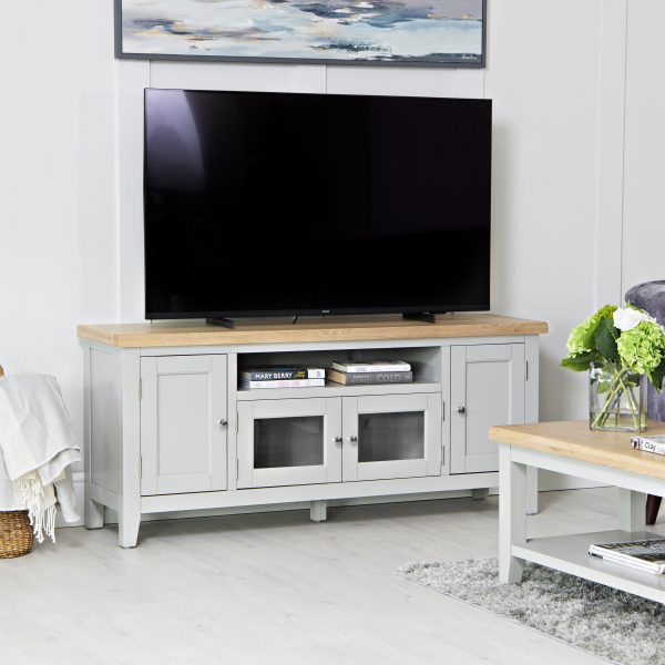 Oak And Grey TV Stand