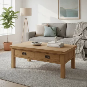 Oak Coffee Table with Drawers