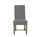 Scroll Back Dining Chair - Check Grey Wool