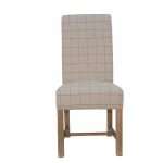 Scroll Back Dining Chair - Check Natural Wool