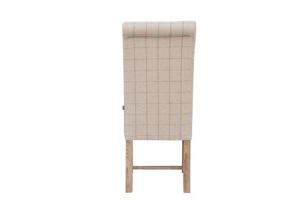 Scroll Back Dining Chair - Check Natural Wool - Image 4