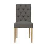 Fabric Button Back Chair with Scroll - Dark Grey