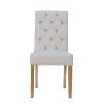 Button Back Scroll Top Dining Chair - Natural