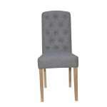 Button Back Upholstered Chair - Light Grey