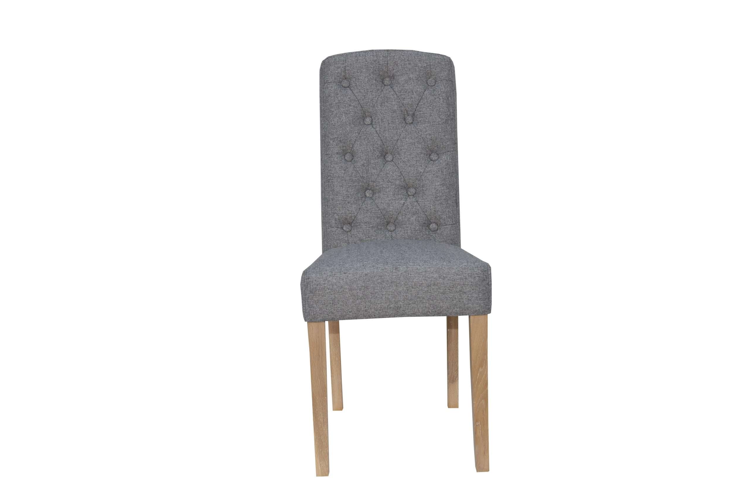 Button Back Upholstered Chair - Light Grey