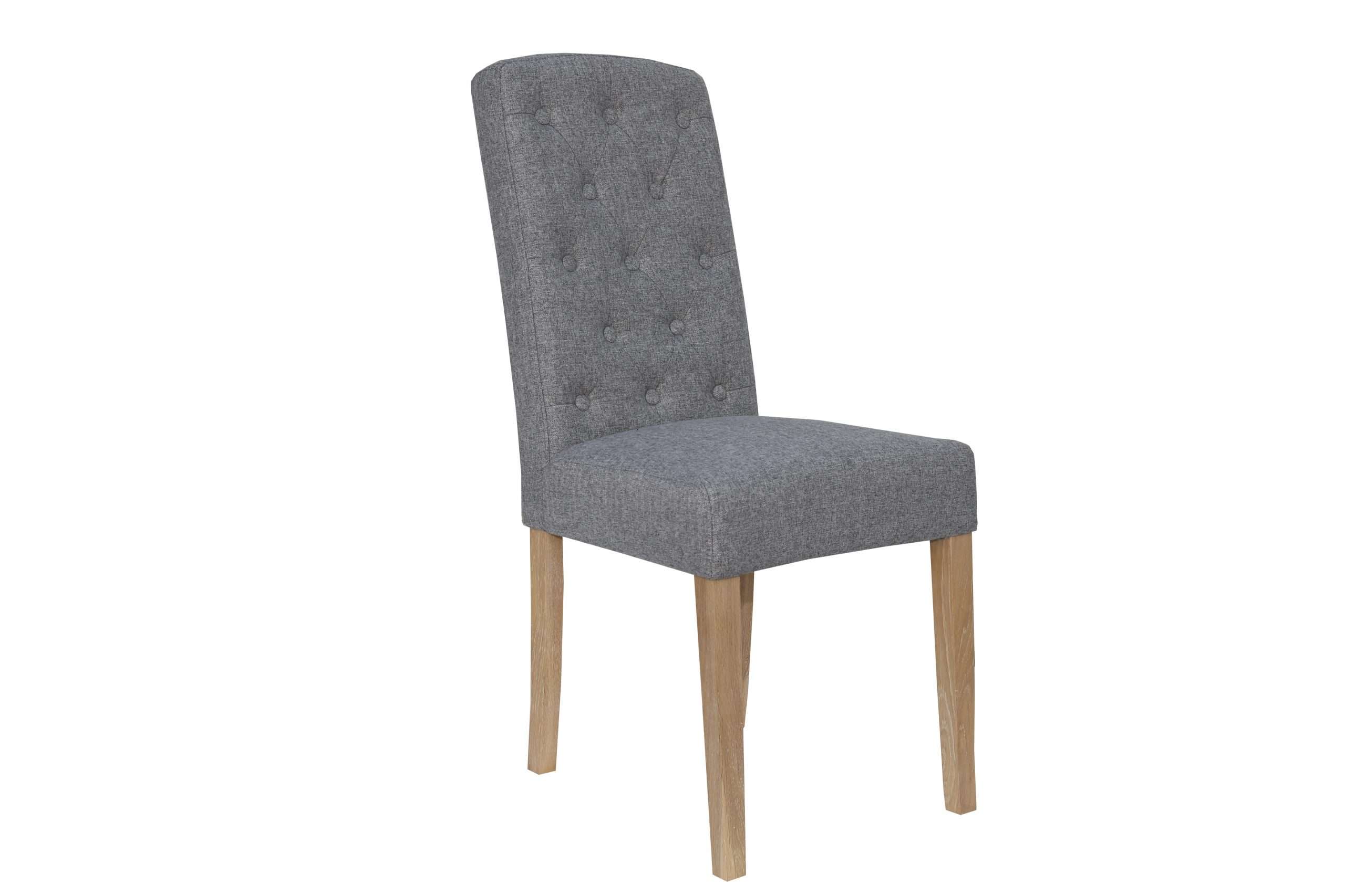 Button Back Upholstered Chair - Light Grey - Image 2