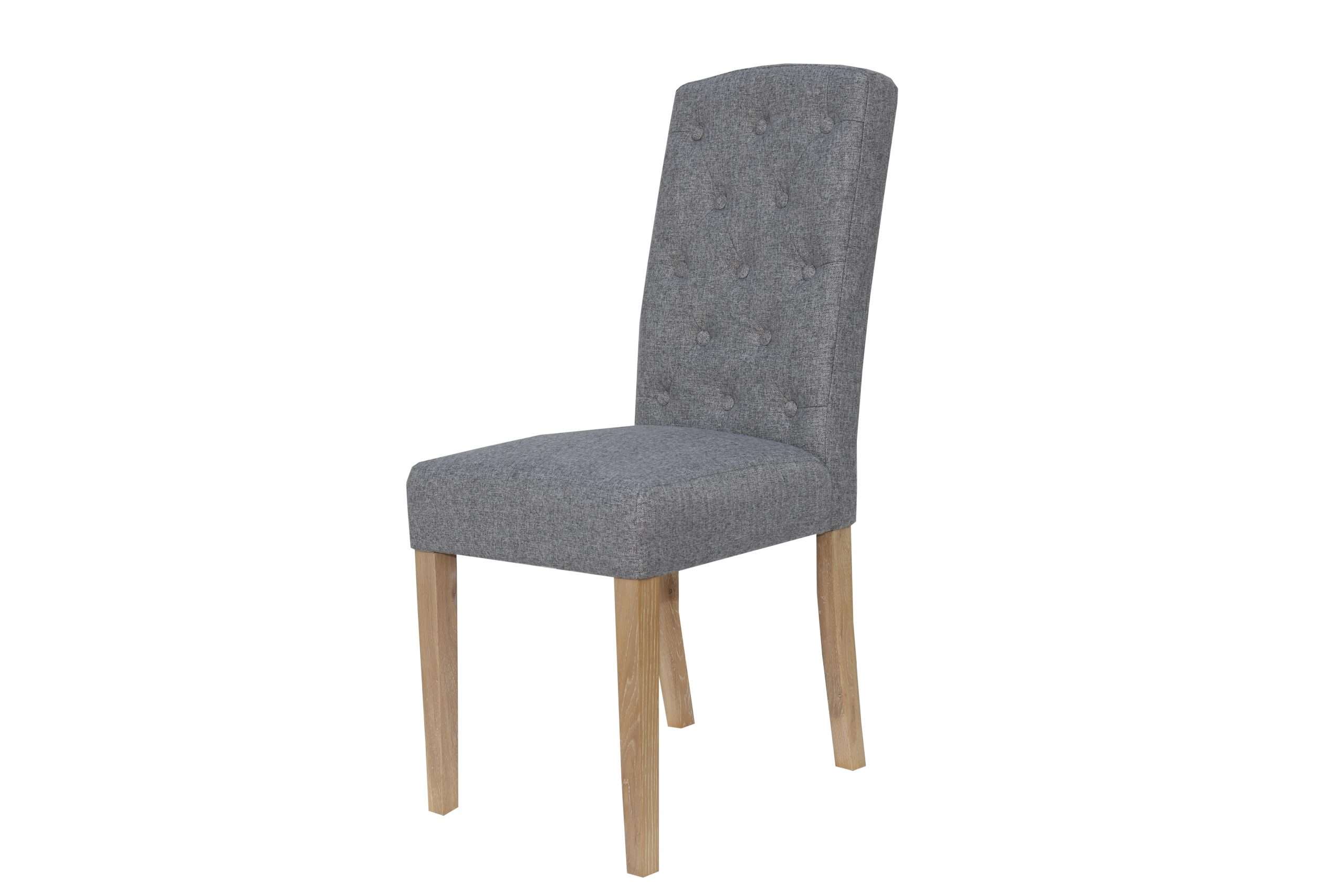 Button Back Upholstered Chair - Light Grey - Image 3