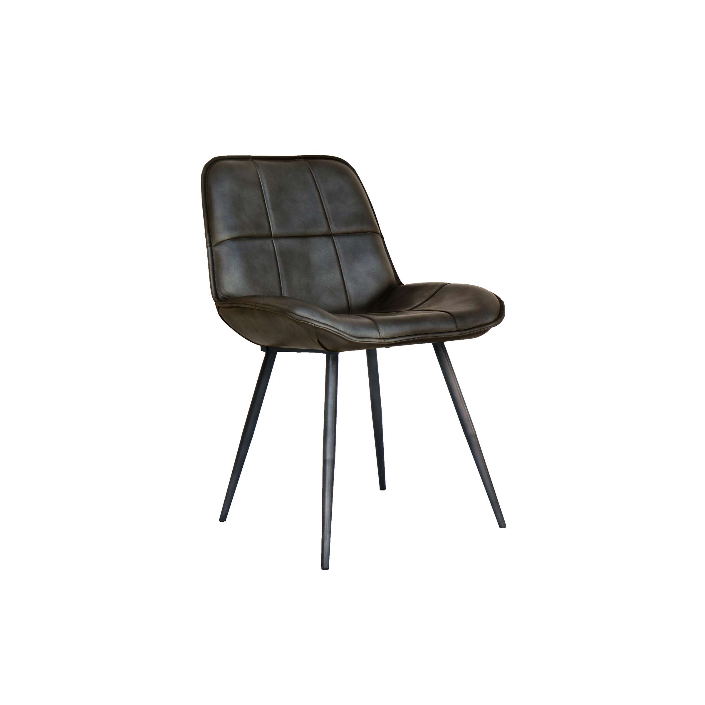 Leather & Iron Chair - Dark Grey