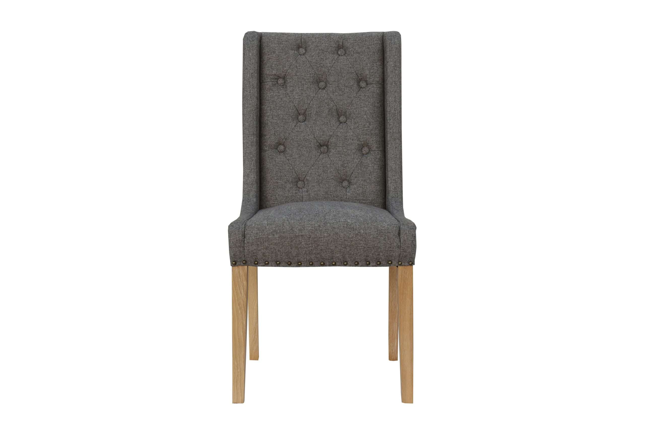 Button and Studded Dining Chair - Dark Grey