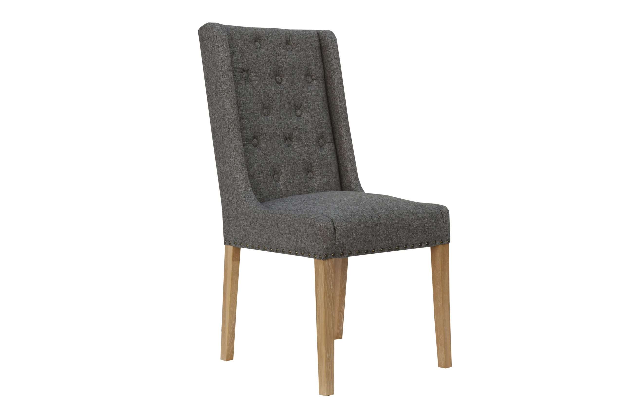 Button and Studded Dining Chair - Dark Grey - Image 2