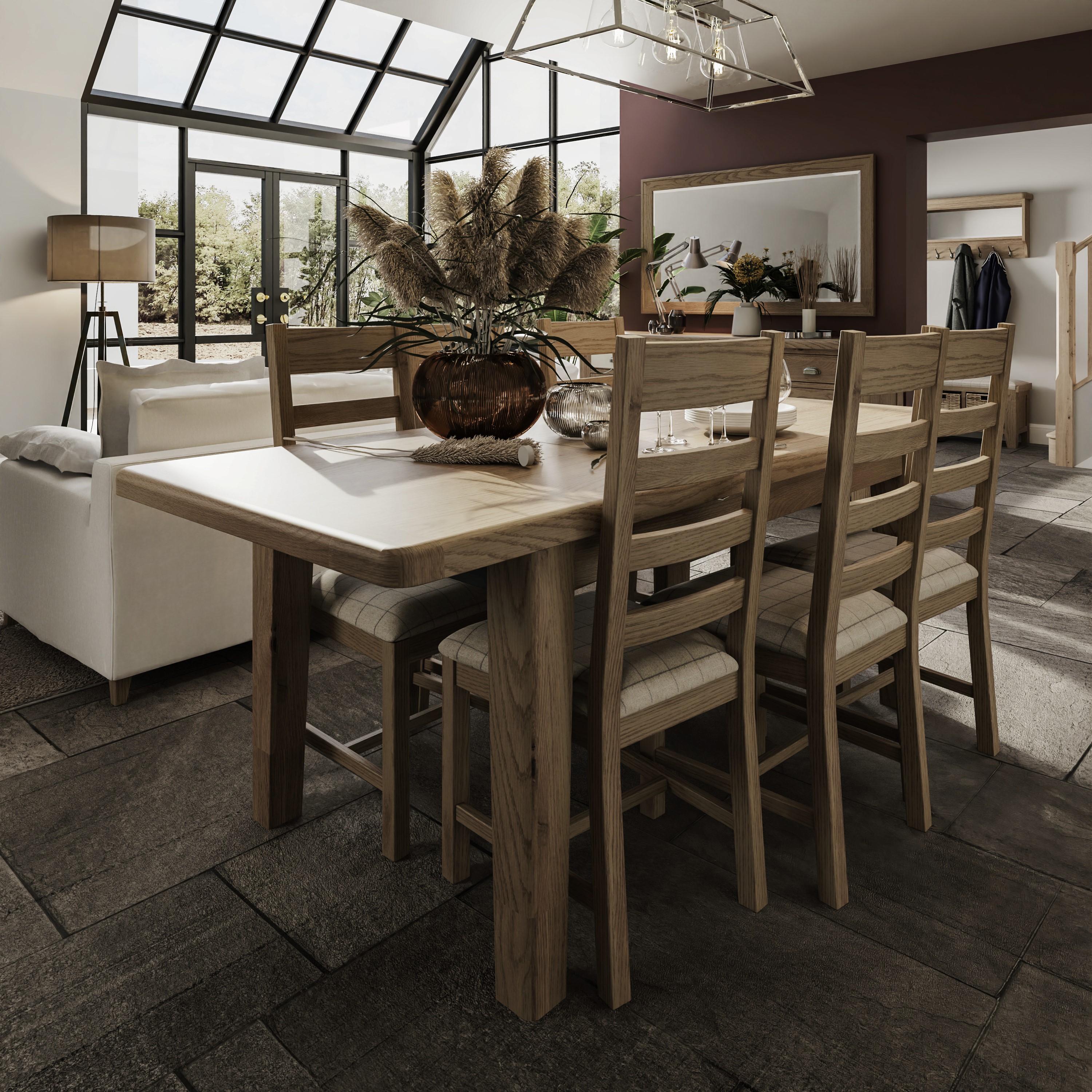 1.8m Butterfly Extending Smoked Oak Table Front View
