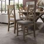 Cross Back Chair Fabric Seat in Check Grey