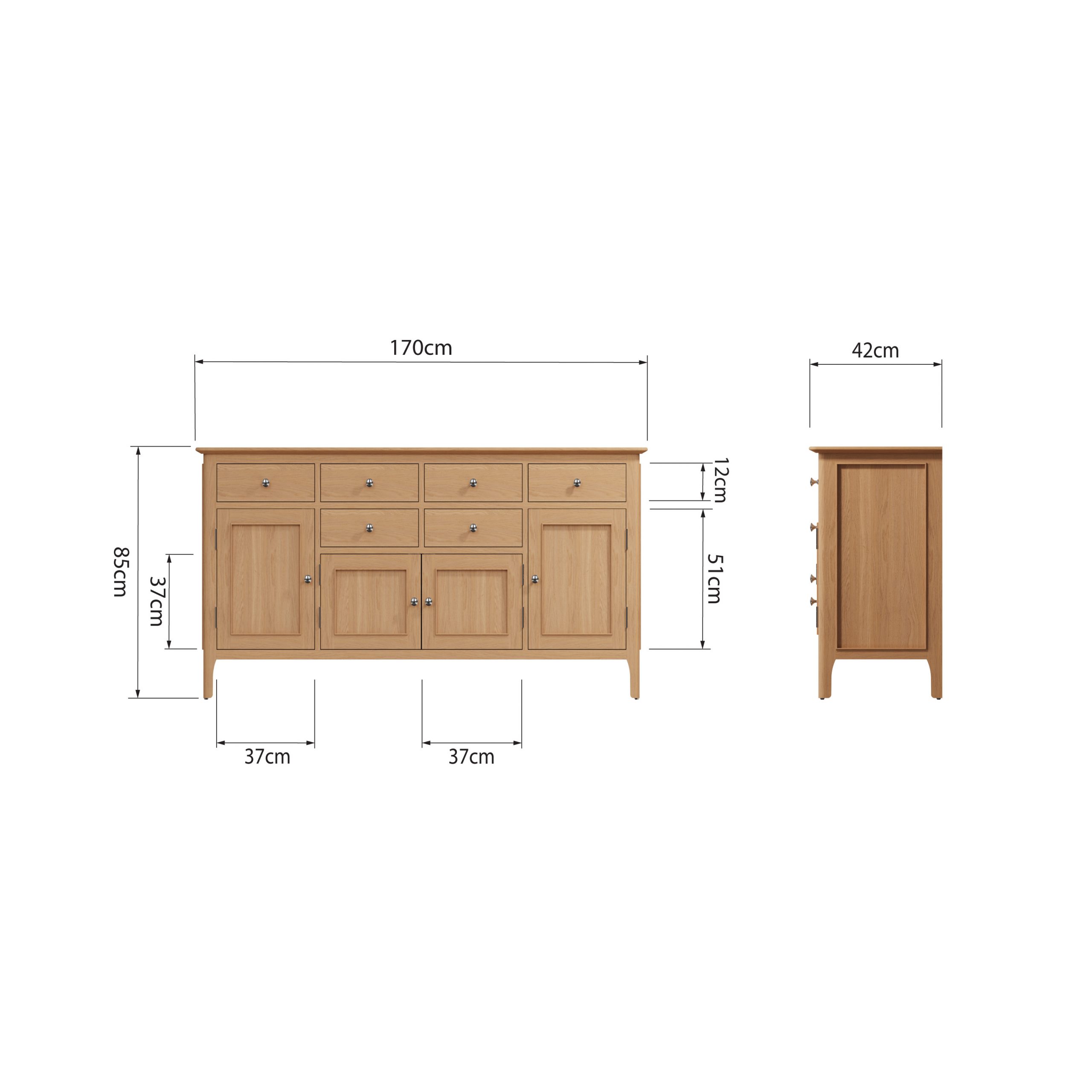 Oak Long Sideboard - Spacious Storage for Your Home - Image 9
