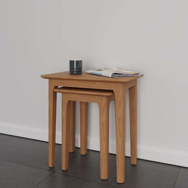 nest of tables light oak
