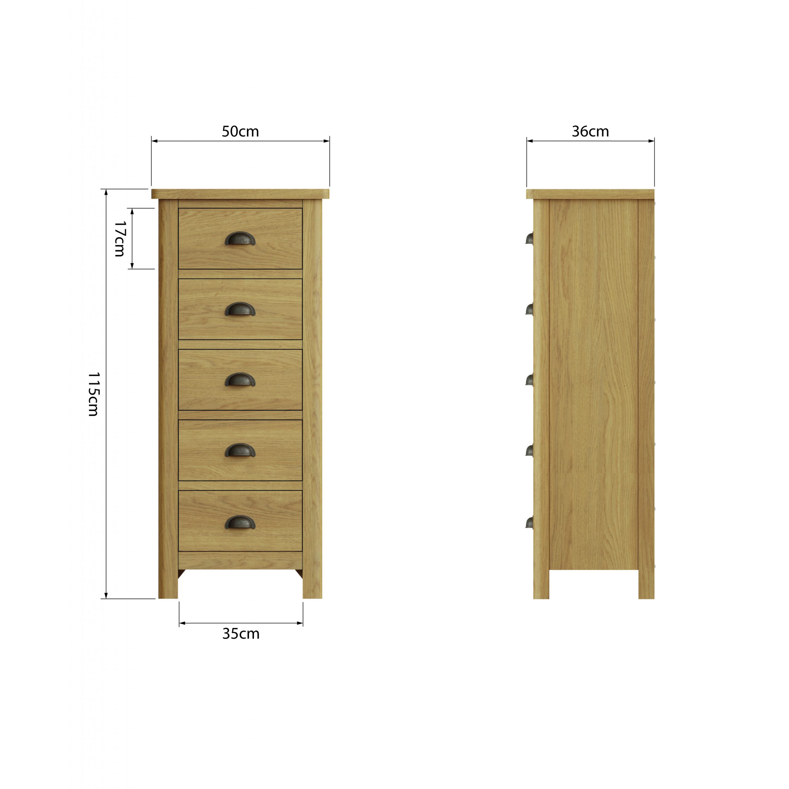 5 Drawer Narrow Chest - Image 9