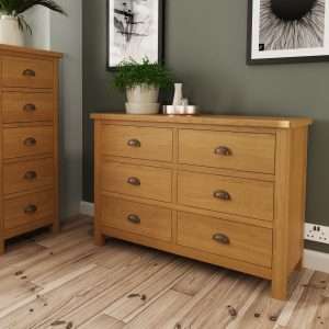 6 Drawer Chest of Drawers Oak