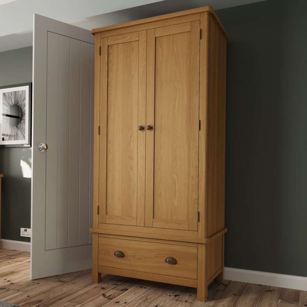 oak wardrobe with drawers