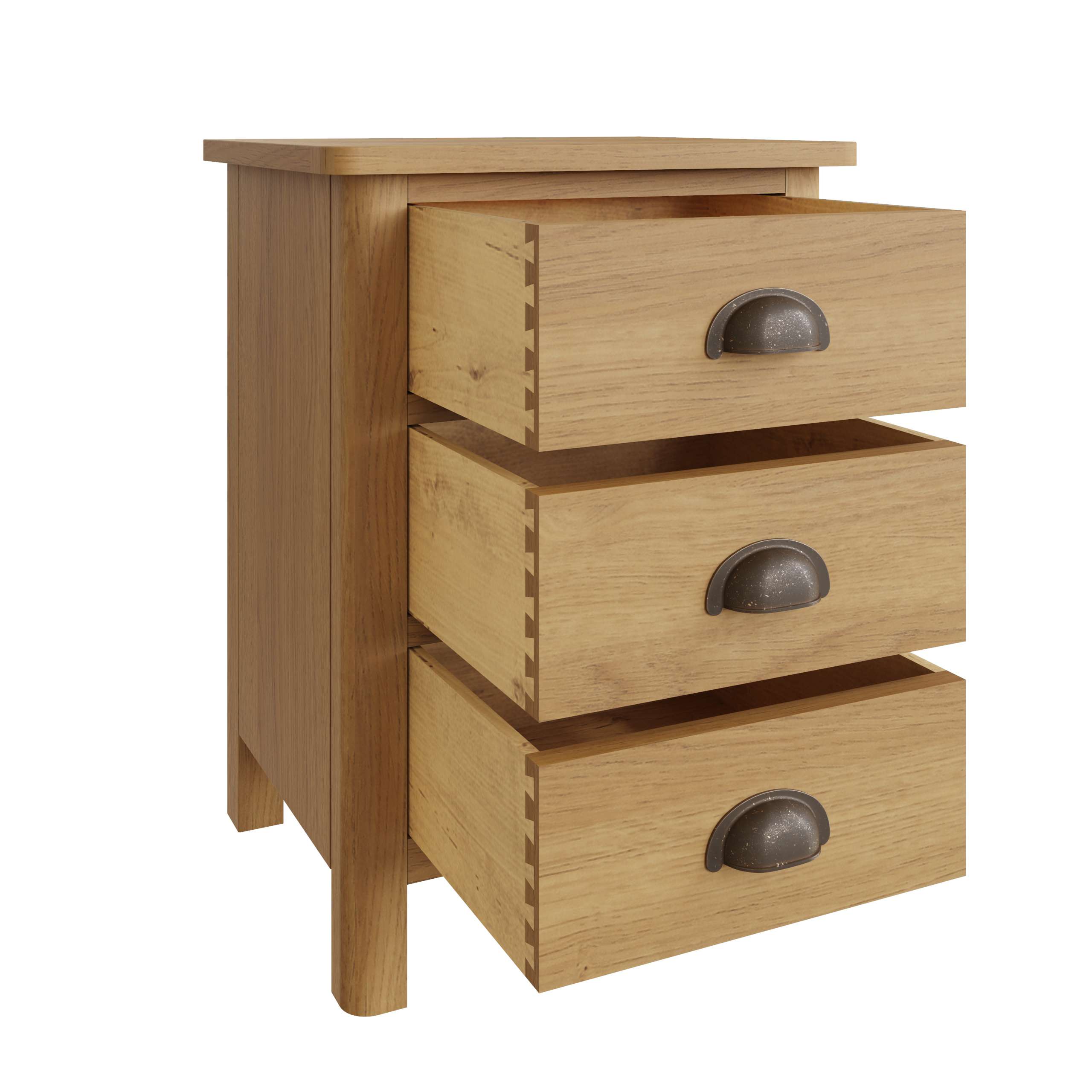 Modern 3 Drawer Oak Bedside Table - Stylish Storage Solution - Image 3