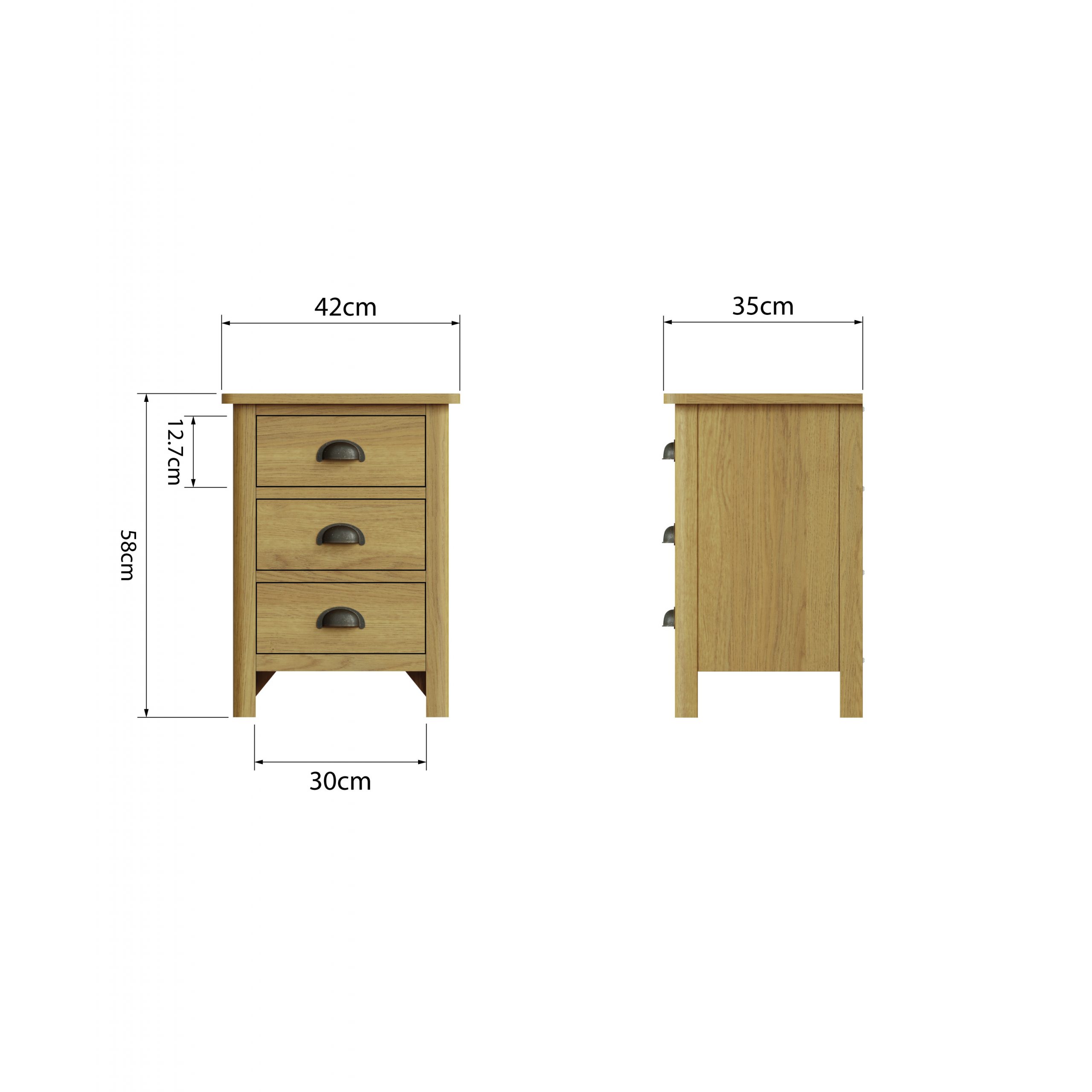 Modern 3 Drawer Oak Bedside Table - Stylish Storage Solution - Image 9