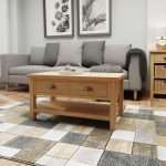 Rustic Oak Coffee Table with Ample Storage Space