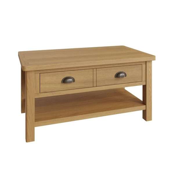 Rustic Oak Coffee Table with Ample Storage Space - Image 3