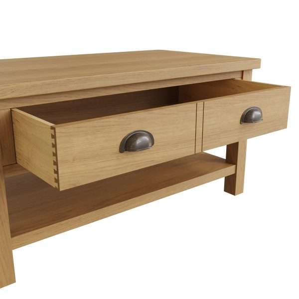 Rustic Oak Coffee Table with Ample Storage Space - Image 7