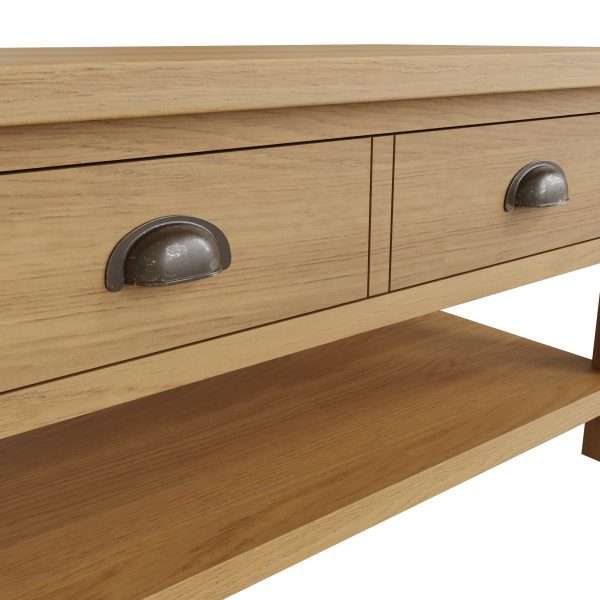Rustic Oak Coffee Table with Ample Storage Space - Image 8