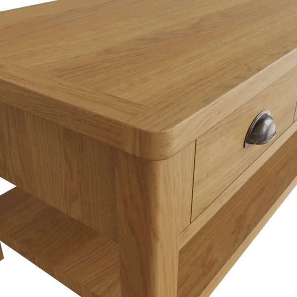 Rustic Oak Coffee Table with Ample Storage Space - Image 9