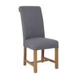 Scroll Back Fabric Dining Chair - Grey