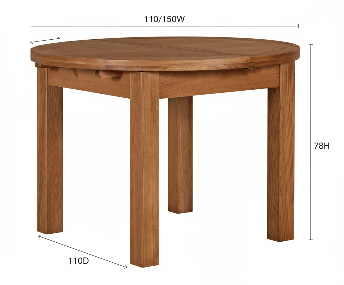 Oak Round Extendable Dining Table