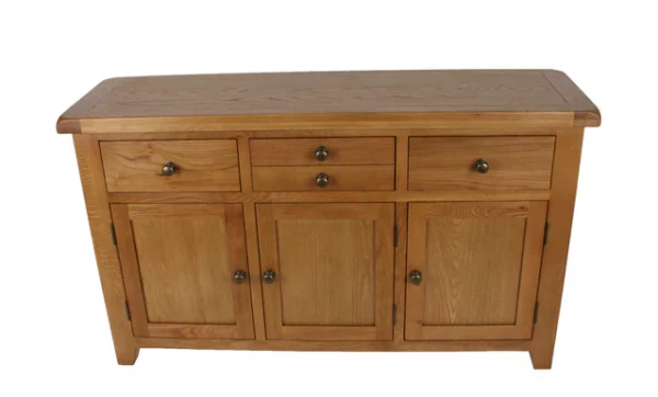 Solid Oak Large Sideboard 3 Door 3 Drawer - 137cm Storage Unit - Image 3