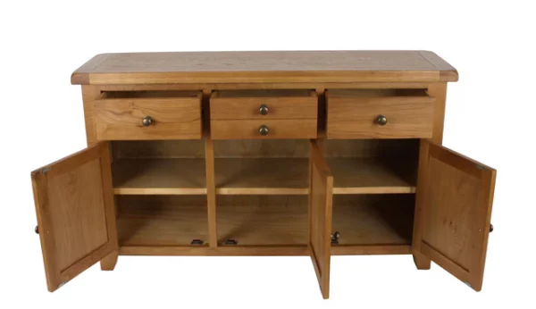 Solid Oak Large Sideboard 3 Door 3 Drawer - 137cm Storage Unit - Image 5