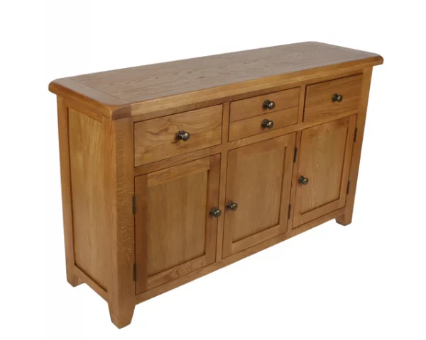 Solid Oak Large Sideboard 3 Door 3 Drawer - 137cm Storage Unit - Image 6