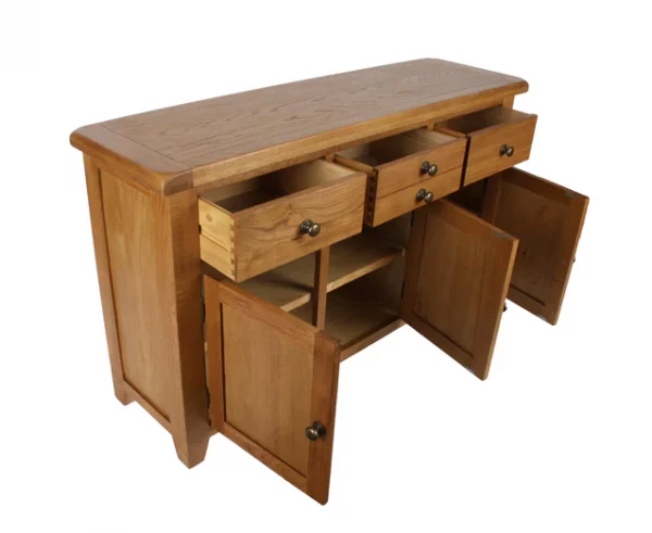 Solid Oak Large Sideboard 3 Door 3 Drawer - 137cm Storage Unit - Image 7