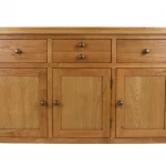 Large Solid Rustic Oak Sideboard - 137cm Wide , 3 Doors & Ready Assembled