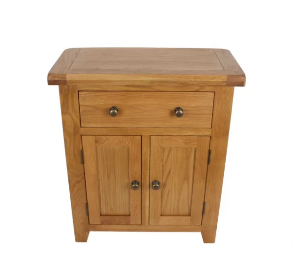 Small Oak Sideboard 2 Door 1 Drawer - Compact Storage Cabinet - Image 3