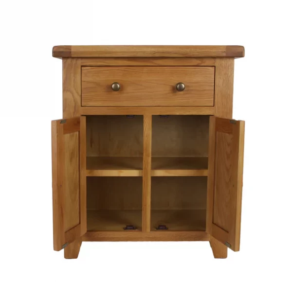 Small Oak Sideboard 2 Door 1 Drawer - Compact Storage Cabinet - Image 4